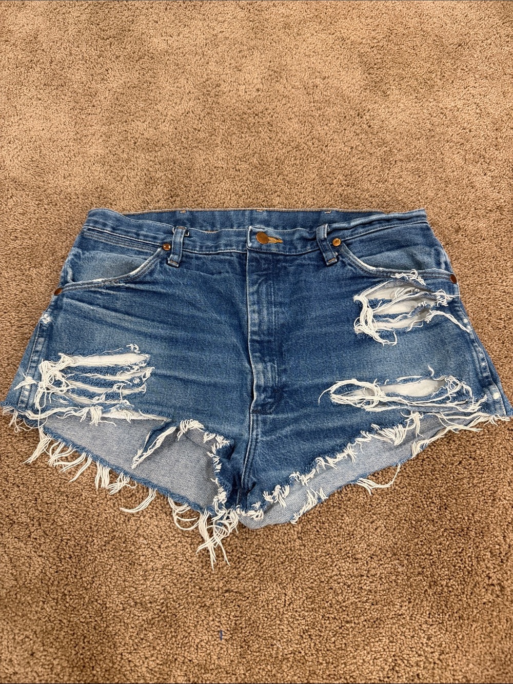 Wrangler Distressed Denim Cutoff Shorts - Blue